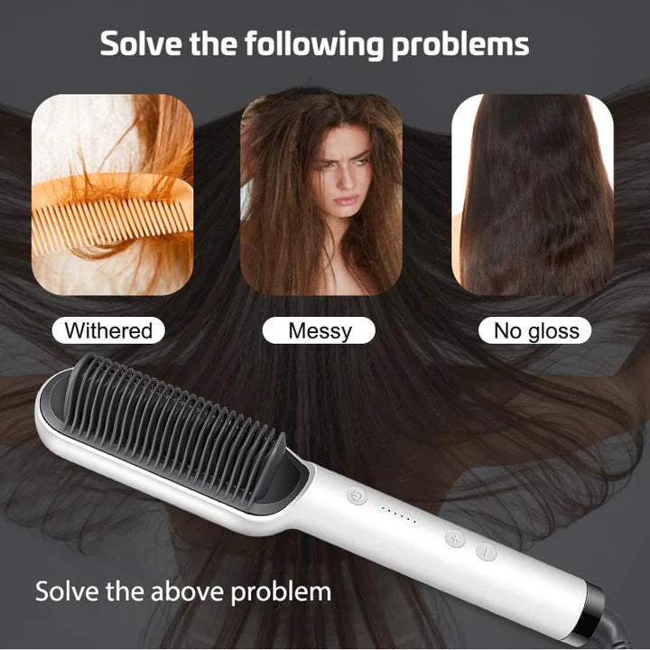 2-in-1 Negative Ion Hair Straightener Comb - BeautiFi